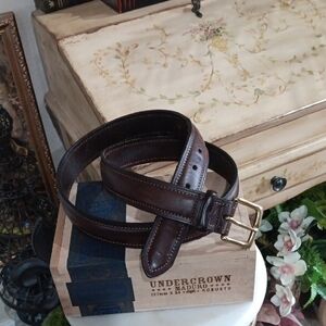 Polo by Ralph Lauren Dark Brown Italian Leather Belt w Solid Brass Buckle